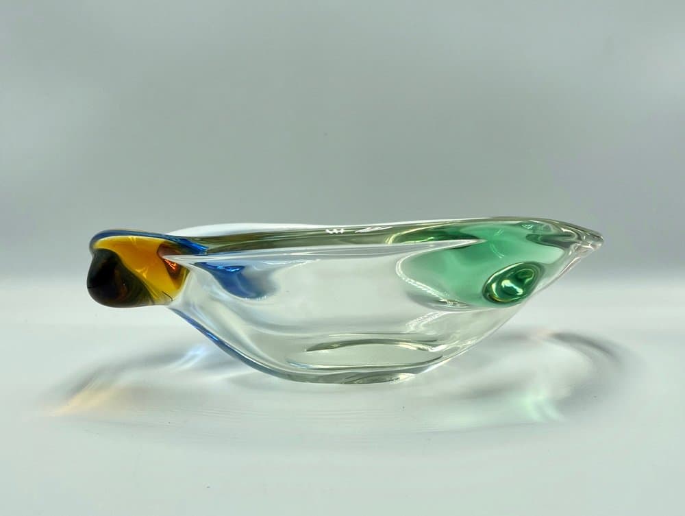 Bowl Rhapsody, multicolor glass, by F. Zemek, Czech Republic, 1960s. - 157083