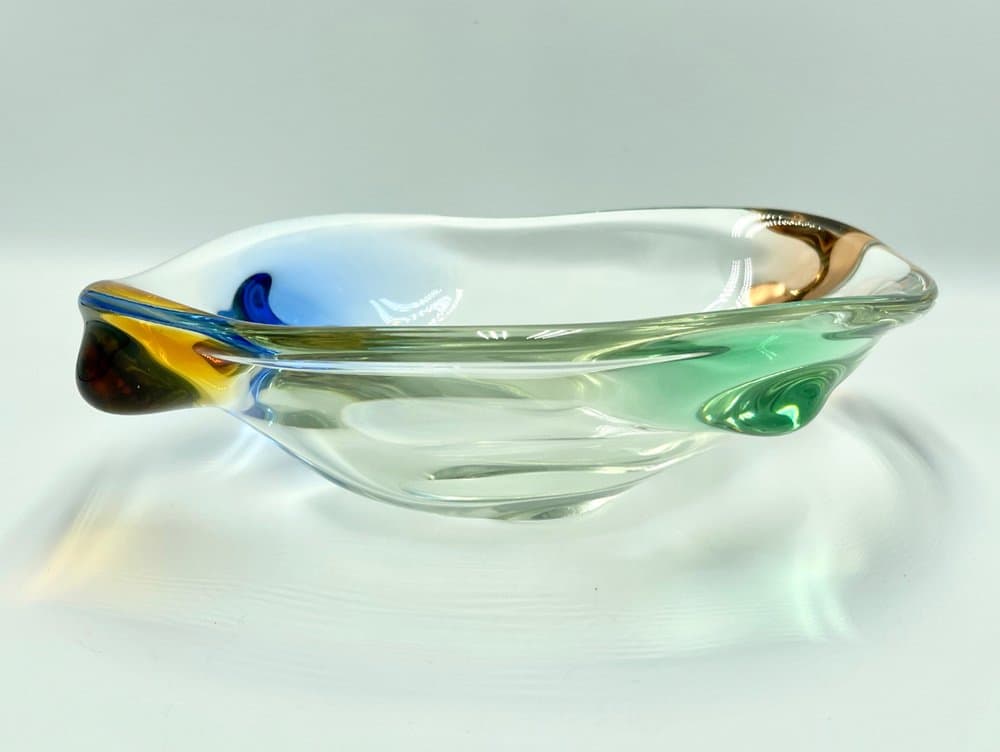 Bowl Rhapsody, multicolor glass, by F. Zemek, Czech Republic, 1960s. - 157086