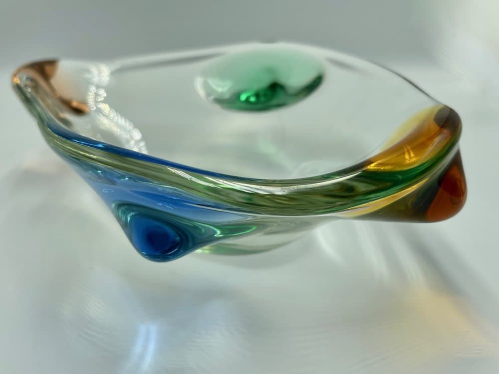 Bowl Rhapsody, multicolor glass, by F. Zemek, Czech Republic, 1960s. - 157088