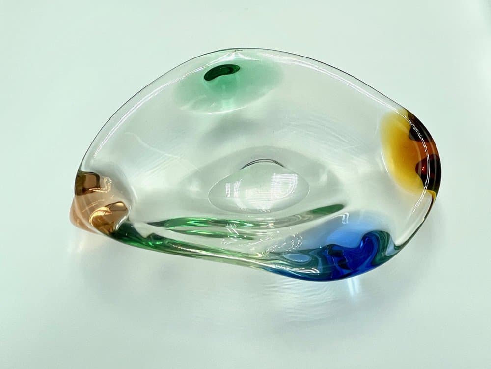 Bowl Rhapsody, multicolor glass, by F. Zemek, Czech Republic, 1960s. - 157084