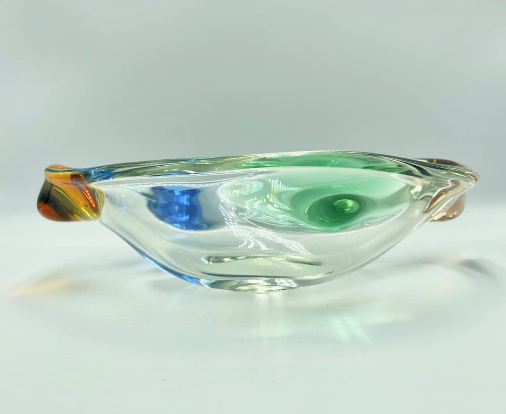 Bowl Rhapsody, multicolor glass, by F. Zemek, Czech Republic, 1960s. - 157087