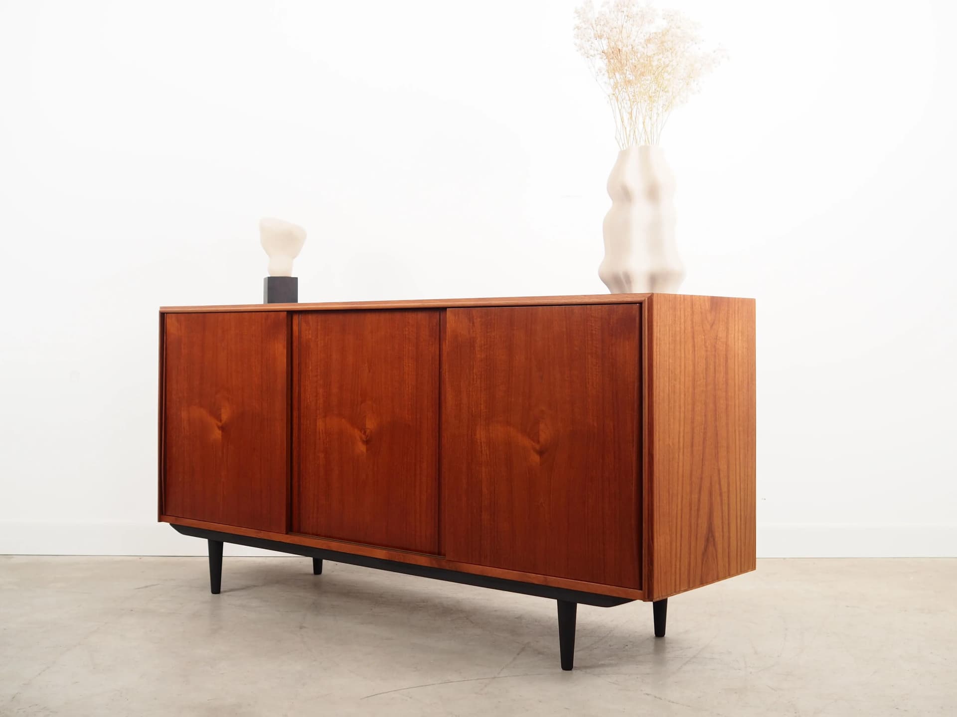 Sideboard, orange teak, black wood legs, by E.W. Bach, Denmark, 1960s. - 9883