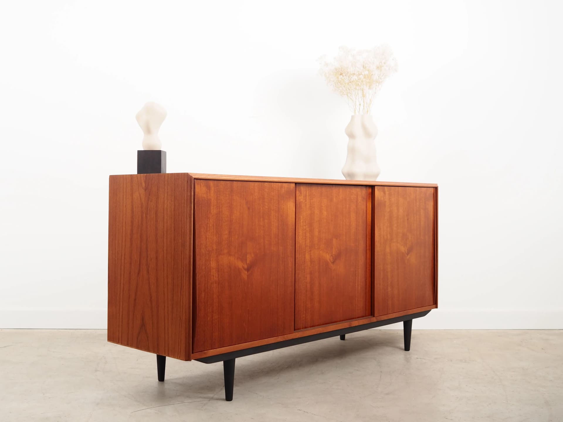 Sideboard, orange teak, black wood legs, by E.W. Bach, Denmark, 1960s. - 9885