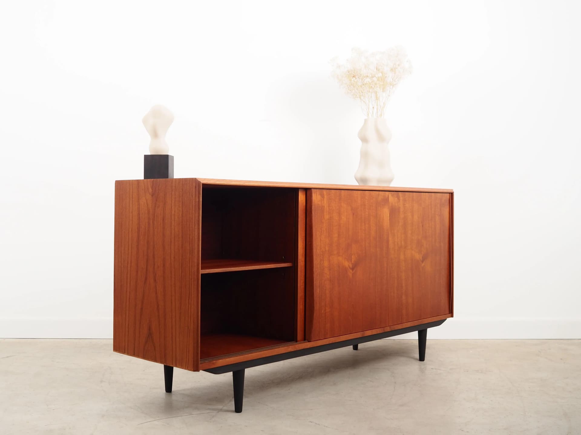 Sideboard, orange teak, black wood legs, by E.W. Bach, Denmark, 1960s. - 9886