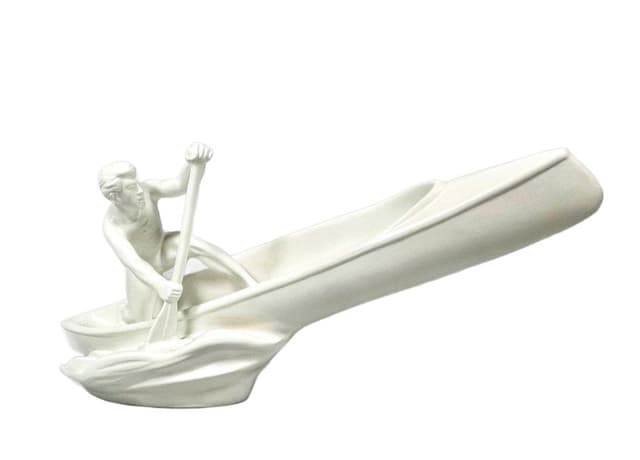 Figurka wioślarz, biały, ceramika, Czechy, lata 50. - WYMIARY