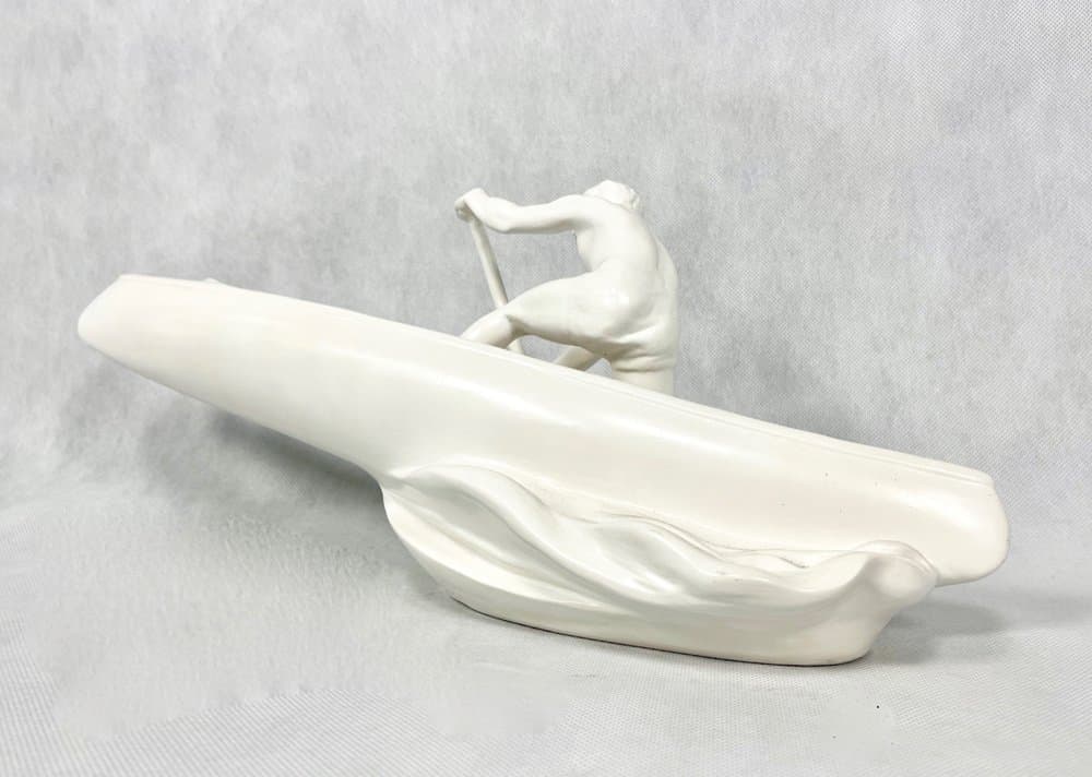 Figurka wioślarz, biały, ceramika, Czechy, lata 50. - 157148