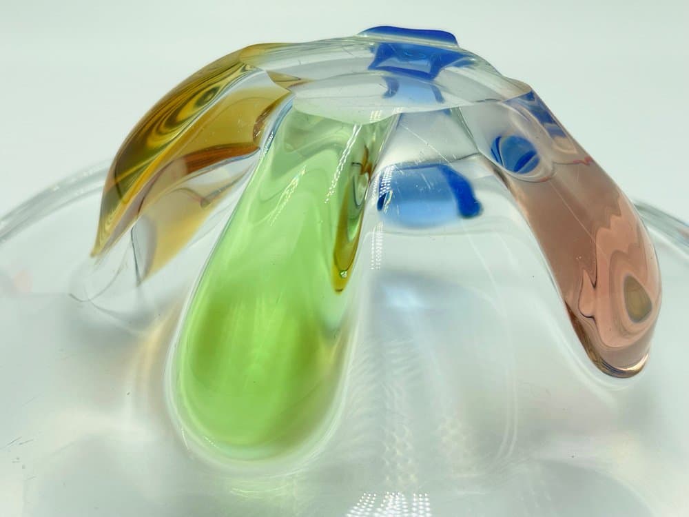 Bowl Rhapsody, multicolor glass, by F. Zemek, Czech Republic, 1960s. - 157179