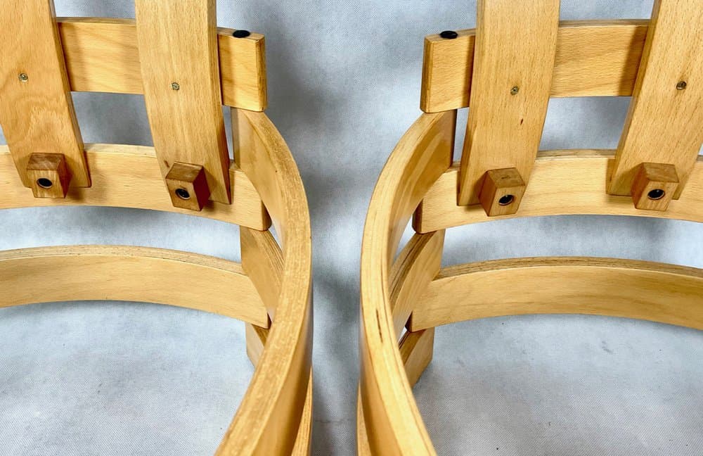 set of club chairs Rondo, beige leather, plywood, by R. Ferens, Poland, 1970s - 157207