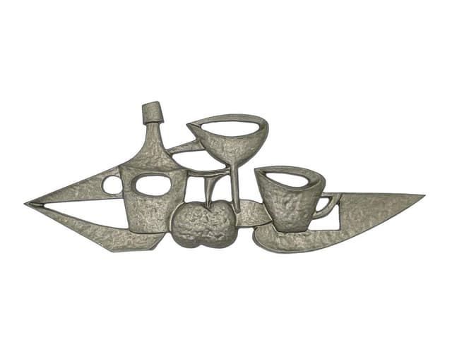 Relief ścienny, srebrny, aluminium, Czechosłowacja, lata 50. - WYMIARY