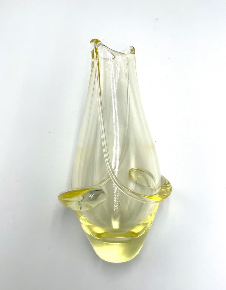Vase, yellow glass, by F. Zemek, Czechoslovakia, 1950s. - 157230