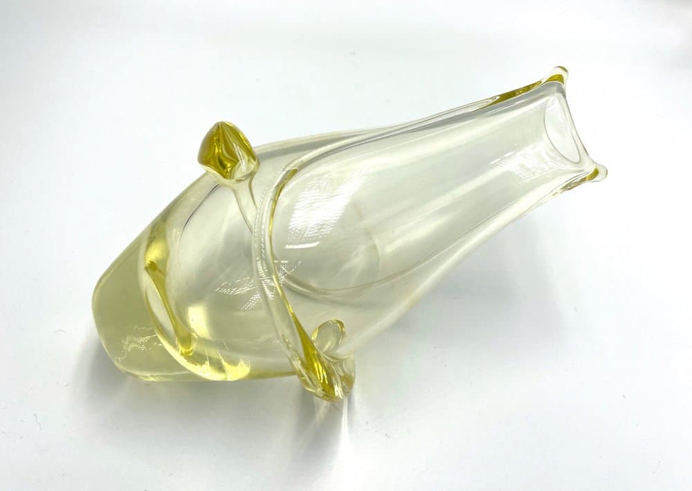 Vase, yellow glass, by F. Zemek, Czechoslovakia, 1950s. - 157229