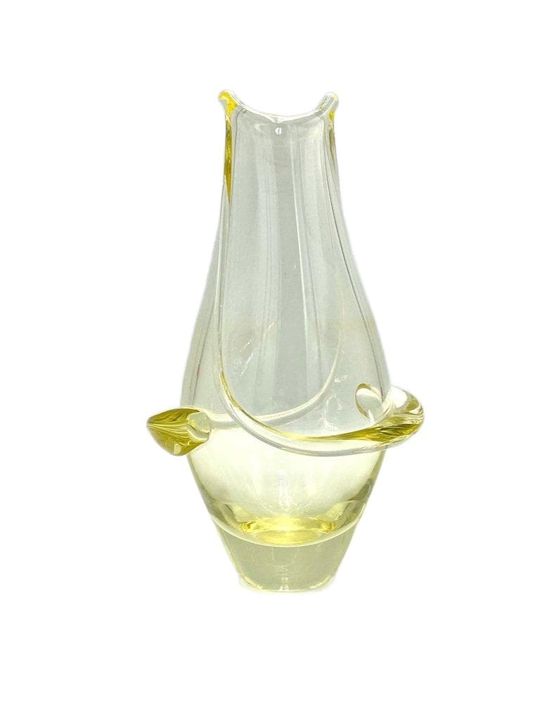 Vase, yellow glass, by F. Zemek, Czechoslovakia, 1950s.