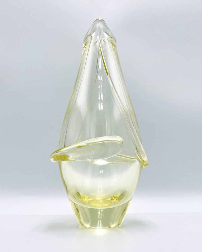 Vase, yellow glass, by F. Zemek, Czechoslovakia, 1950s. - 157228