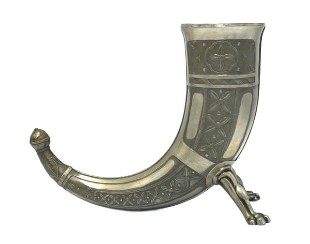 Drinking horn, silver, tin, by A. Holmsen, Norway, 1920s. - DIMENSION