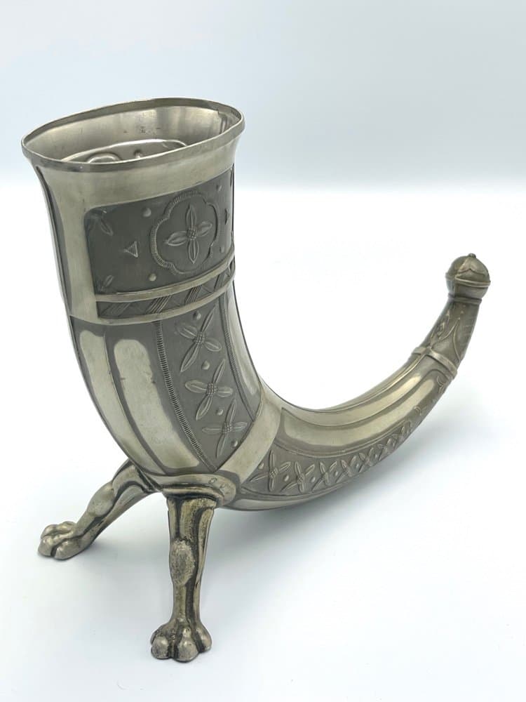 Drinking horn, silver, tin, by A. Holmsen, Norway, 1920s. - 157244