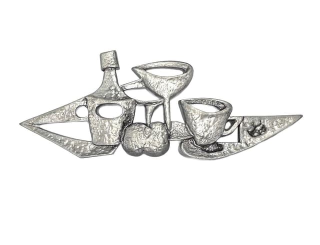 Relief ścienny, srebrny, aluminium, Czechy, lata 50. - WYMIARY