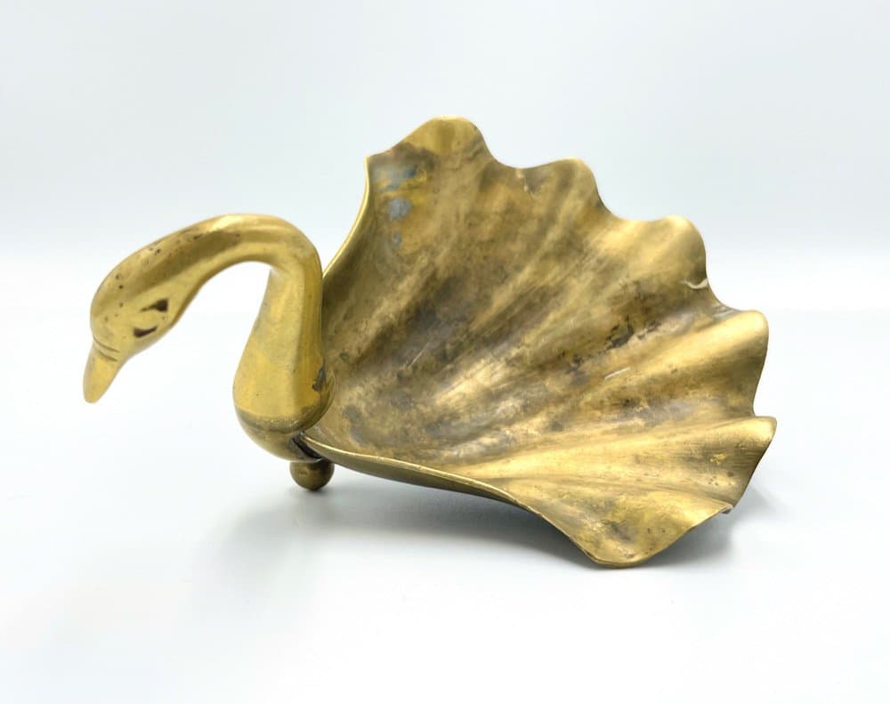 Mydelniczka łabędź, złoty, mosiądz, lata 60. - 157268