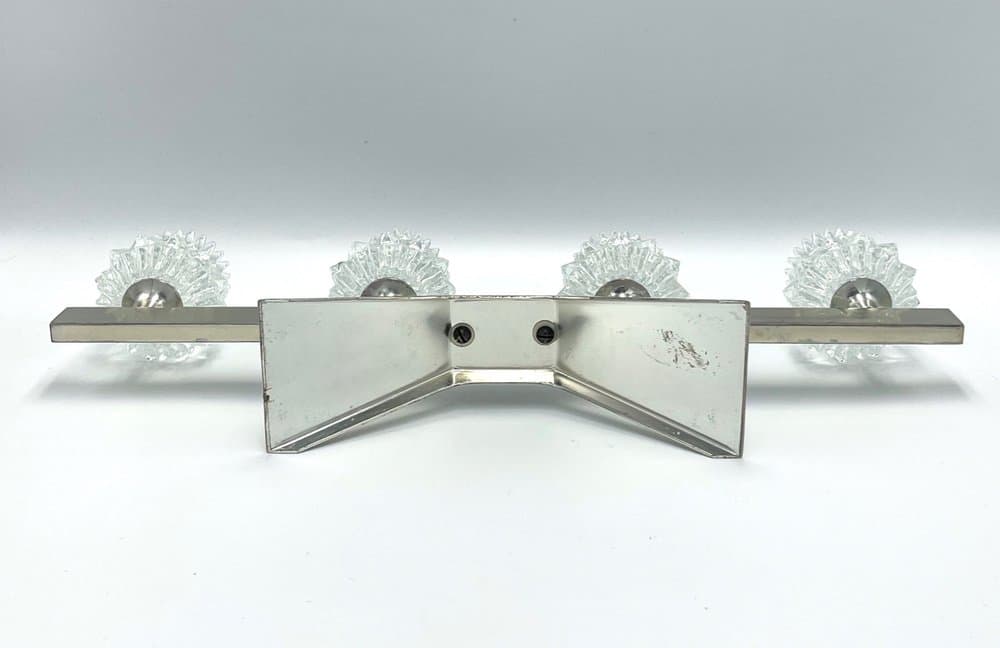 Świecznik, srebrny, stal, kryształ, Austria, lata 70. - 157274