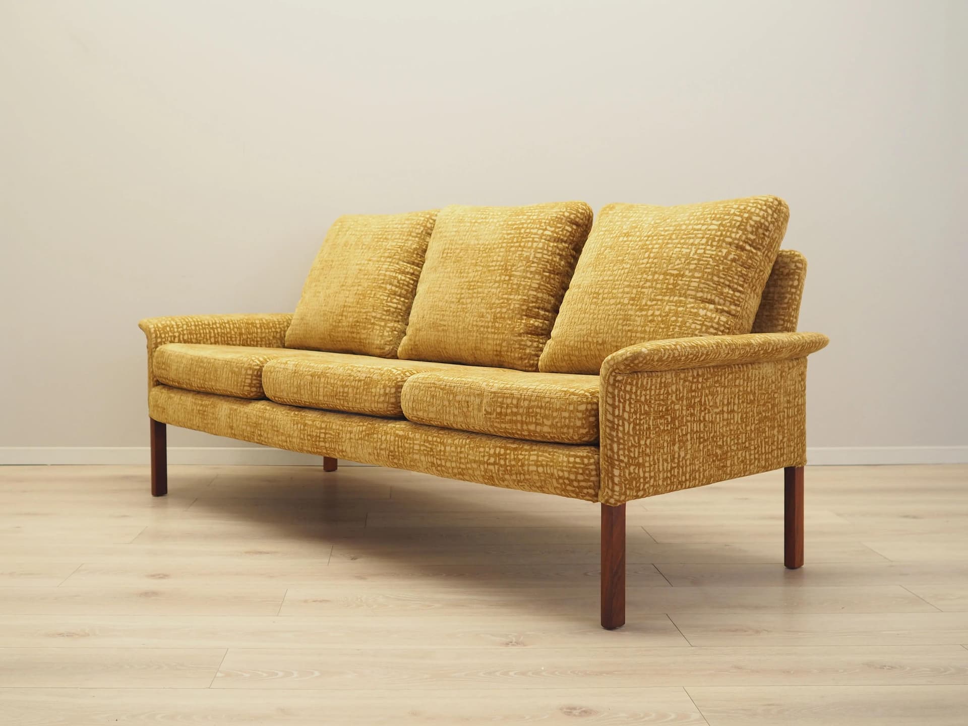 Sofa, yellow fabric, by H. Olsen, Denmark, 1960s - 9852
