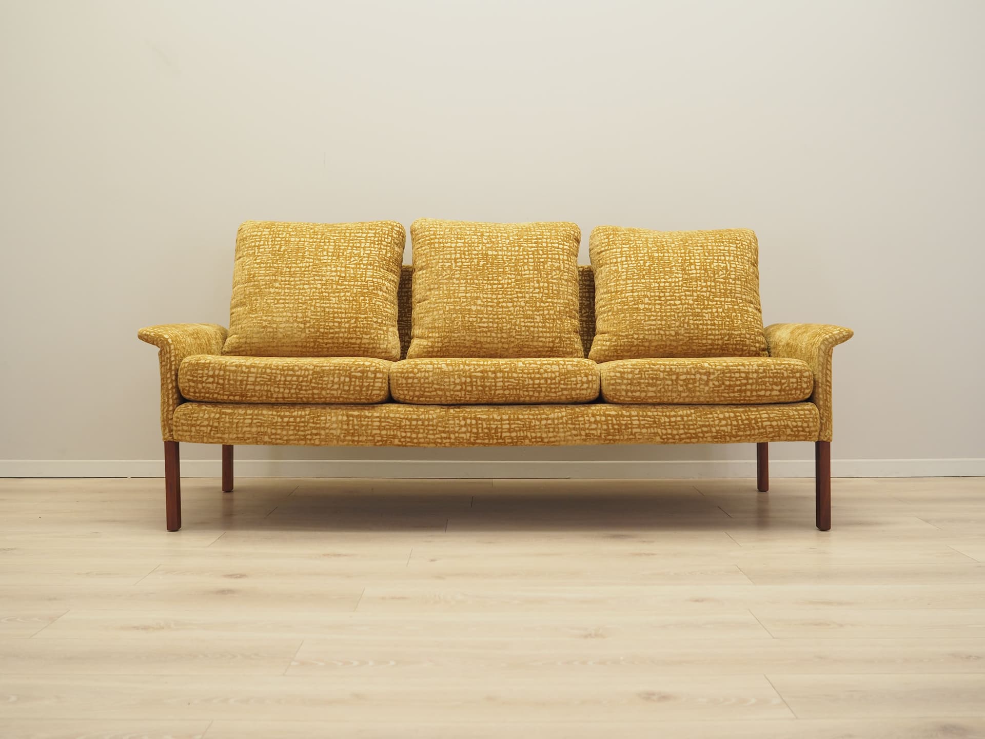Sofa, yellow fabric, by H. Olsen, Denmark, 1960s - 76388