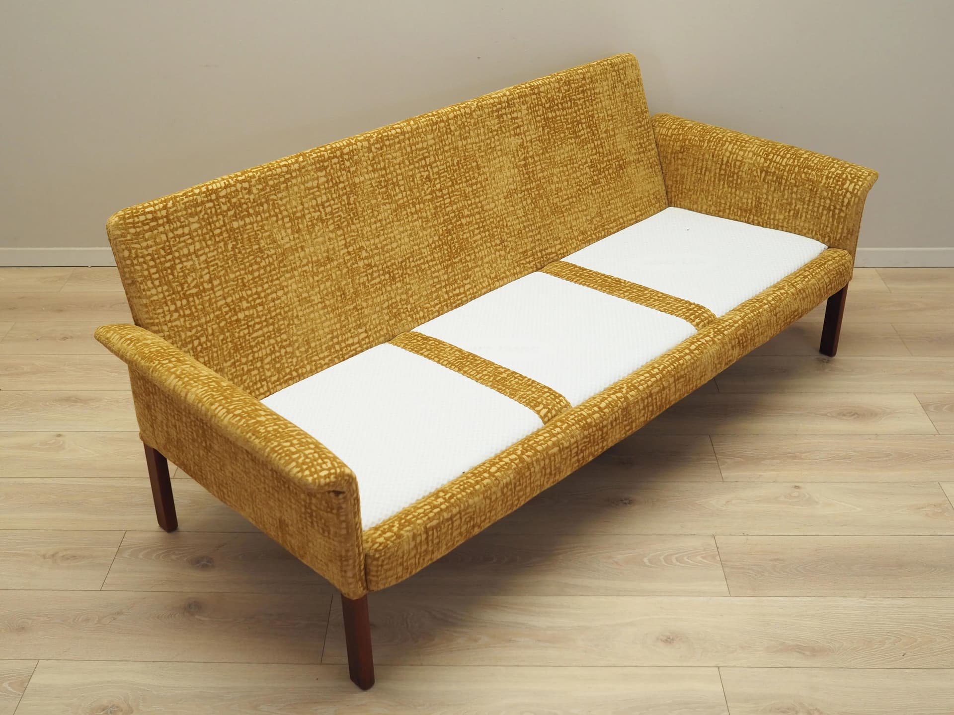 Sofa, yellow fabric, by H. Olsen, Denmark, 1960s - 9860