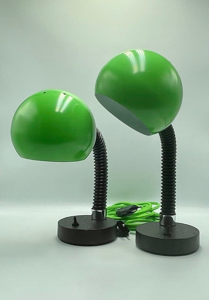 pair of table lamps Space Age, green metal, by E. Hillebrand, Germany, 1960s - 157295