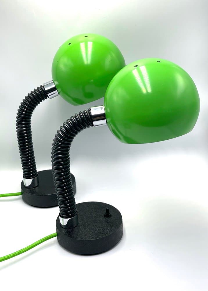 pair of table lamps Space Age, green metal, by E. Hillebrand, Germany, 1960s - 157299