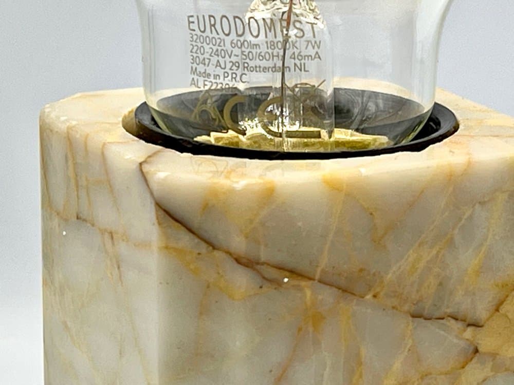 Para lamp stołowych Art Deco, beżowy marmur, Czechy, lata 30. - 157310