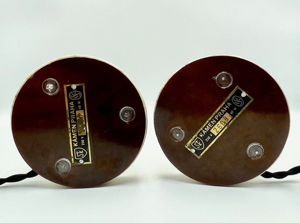 Para lamp stołowych Art Deco, beżowy marmur, Czechy, lata 30. - 157307