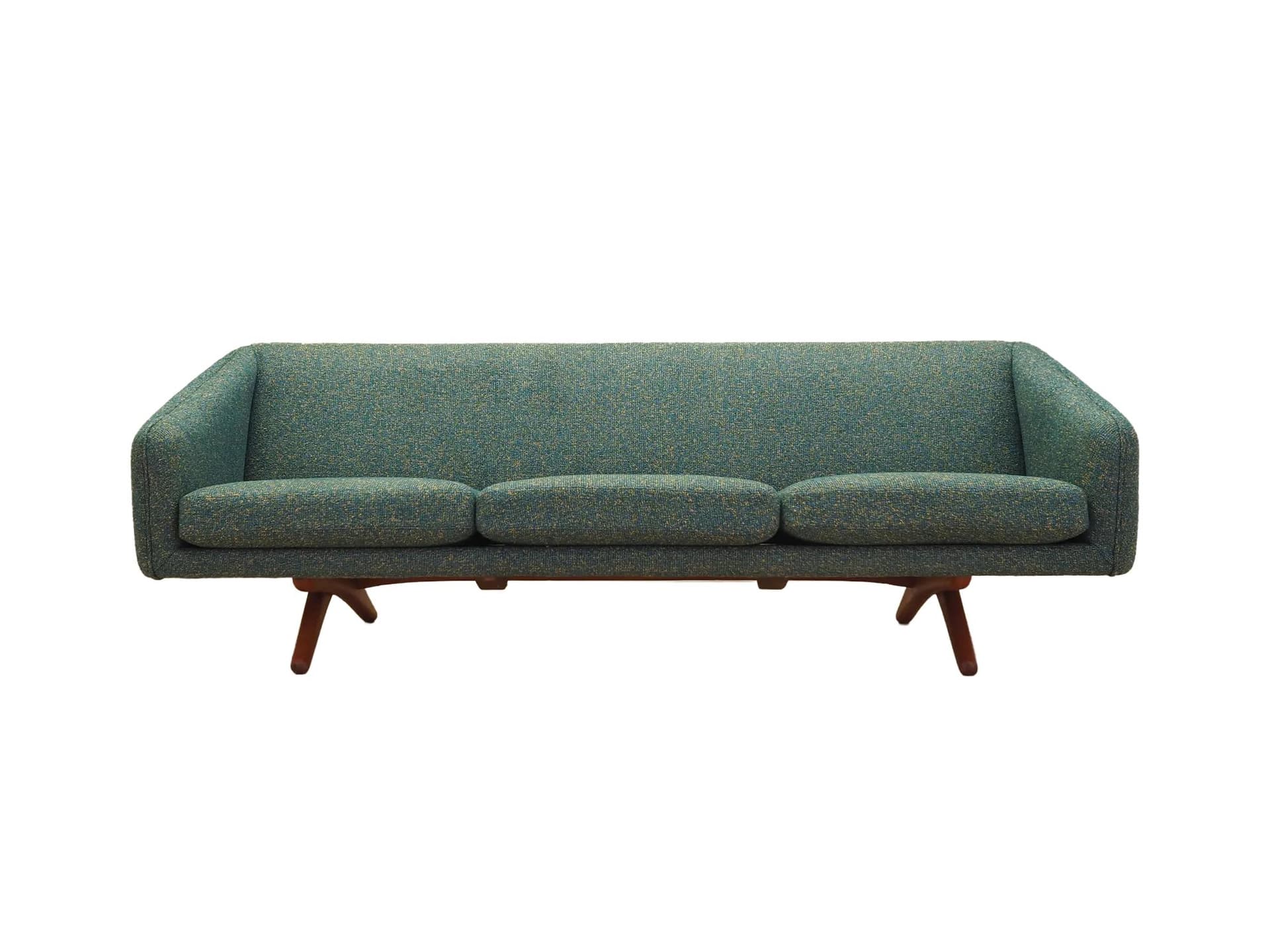 Sofa ML-90, zielony melanż, wełna dąb, proj. I. Wikkelsø, A. Mikael Laursen, Dania, lata 60.