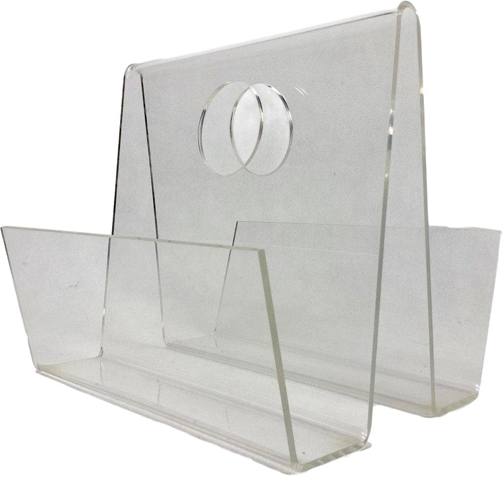 Stojak na czasopisma Space Age, transparentny, akryl, lata 70.