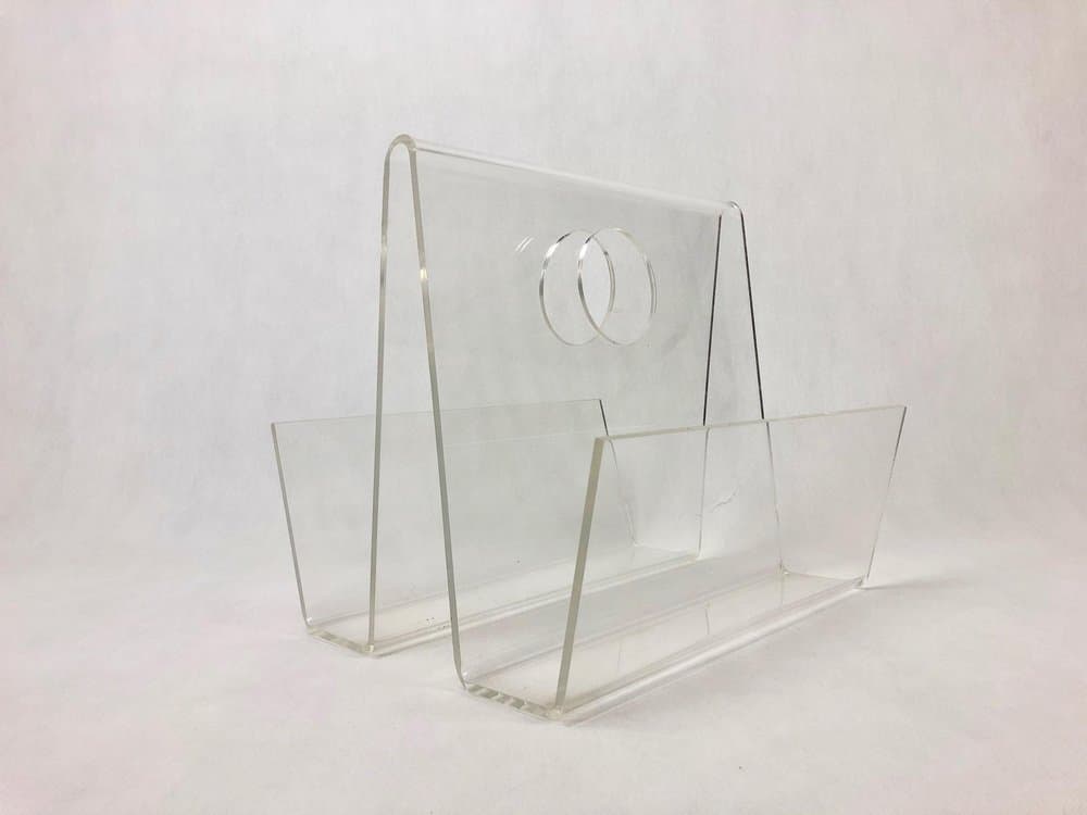 Stojak na czasopisma Space Age, transparentny, akryl, lata 70. - 157371