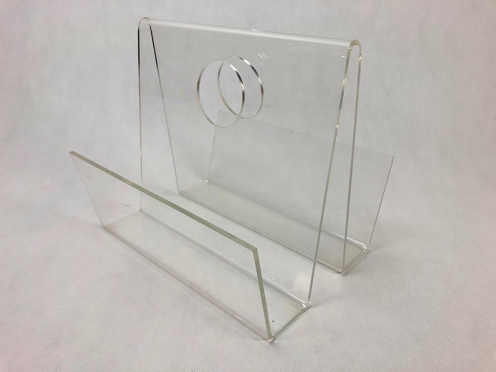 Stojak na czasopisma Space Age, transparentny, akryl, lata 70. - 157370