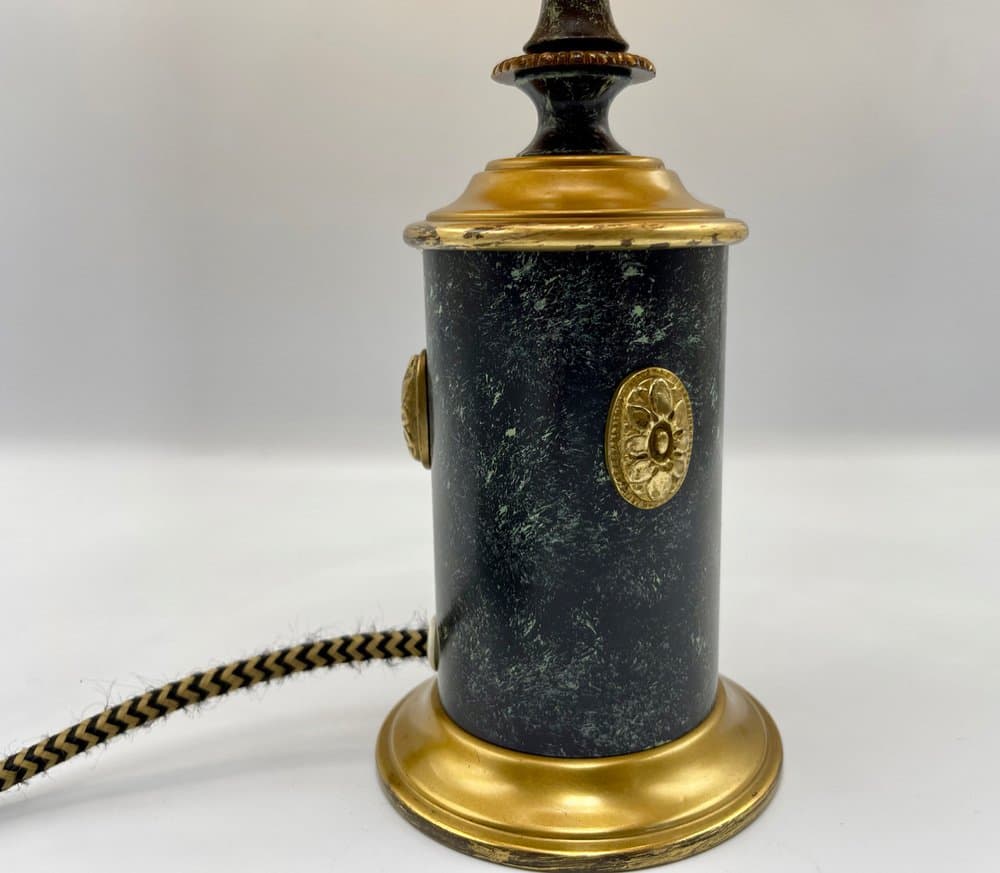 Table lamp, navy blue marble, brass, Kaiser Leuchten, Germany, 1960s. - 157372