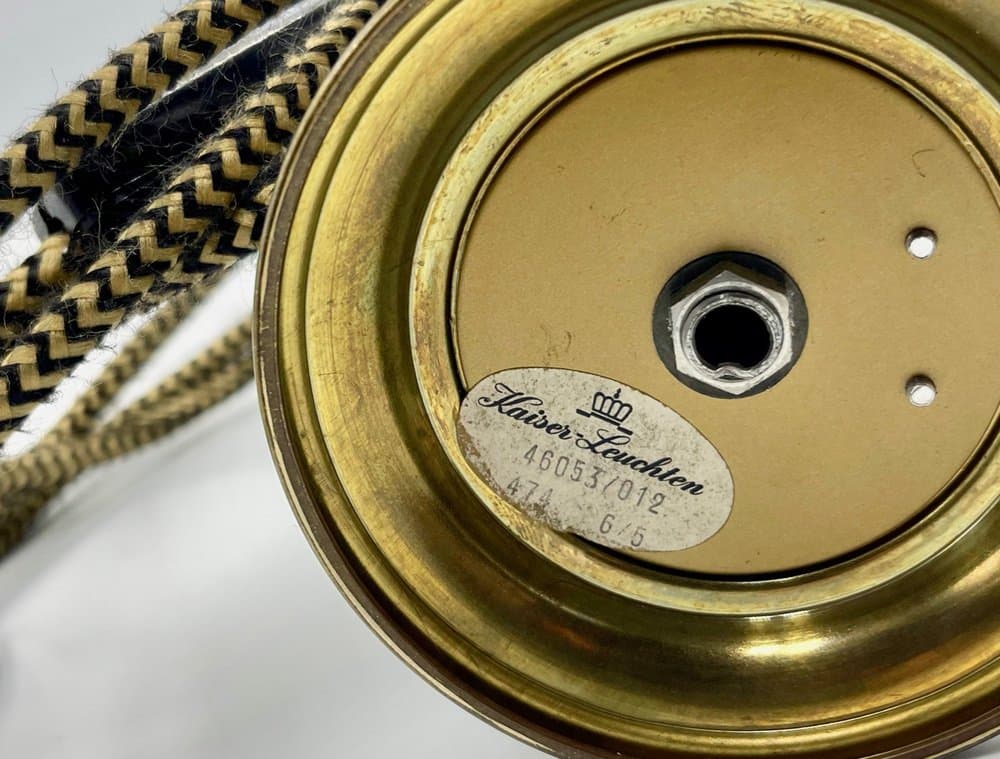 Table lamp, navy blue marble, brass, Kaiser Leuchten, Germany, 1960s. - 157373