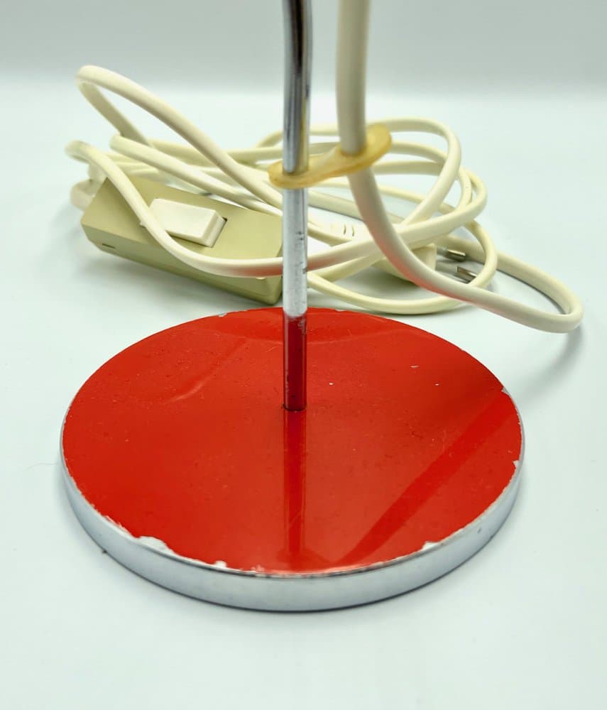 Lampa stołowa, czerwony, stal, proj. J. Hurka, Czechy, lata 70. - 157392