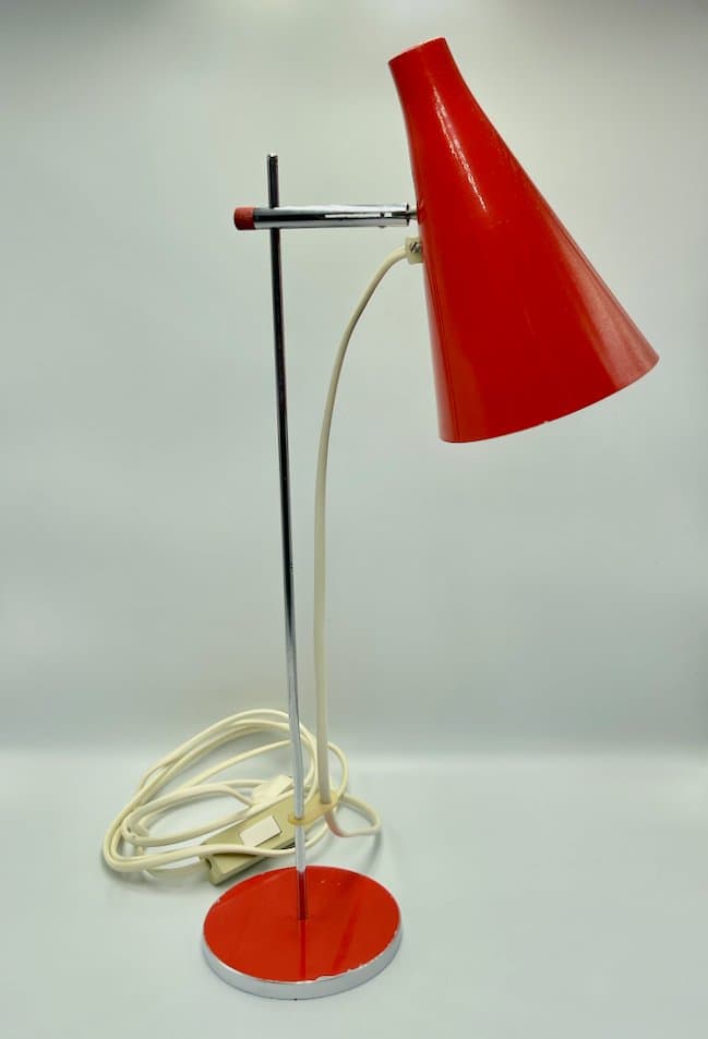 Lampa stołowa, czerwony, stal, proj. J. Hurka, Czechy, lata 70. - 157396