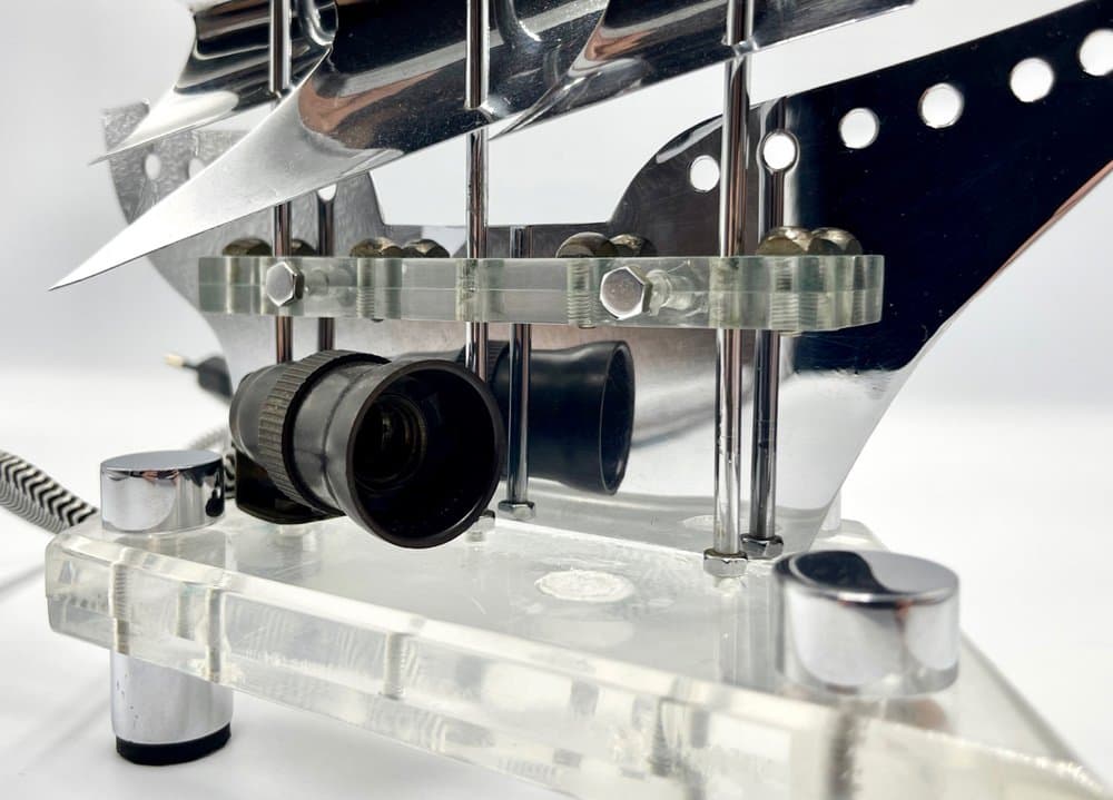 Table lamp sail ship, silver steel, acrylic, Czech Republic, 1950s - 157398