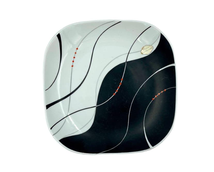 Decorative Plate New Look, multicolor porcelain, Ilmenau Graf Von Henneberg, Germany, 1960s