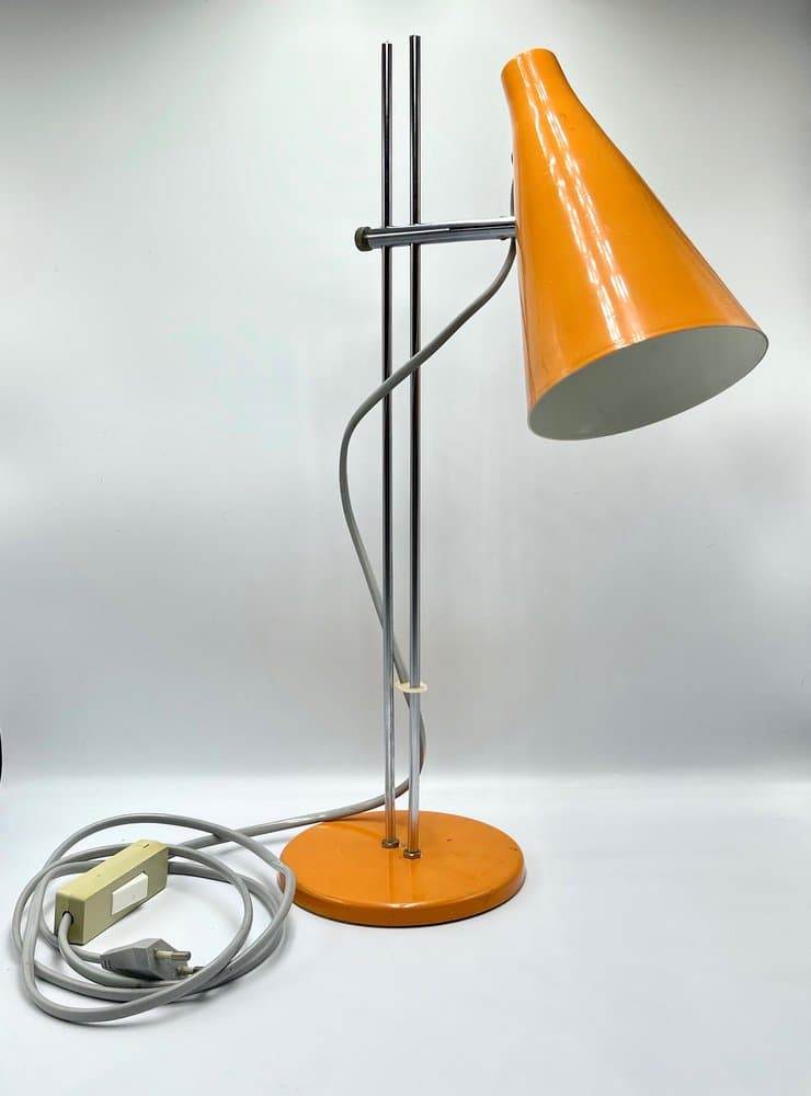 Table lamp, orange steel, by J. Hurka, Czech Republic, 1970s. - 157423