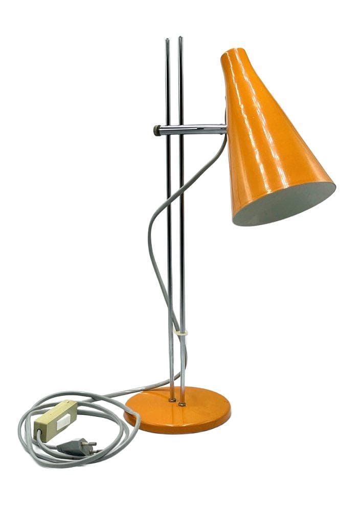 Table lamp, orange steel, by J. Hurka, Czech Republic, 1970s.