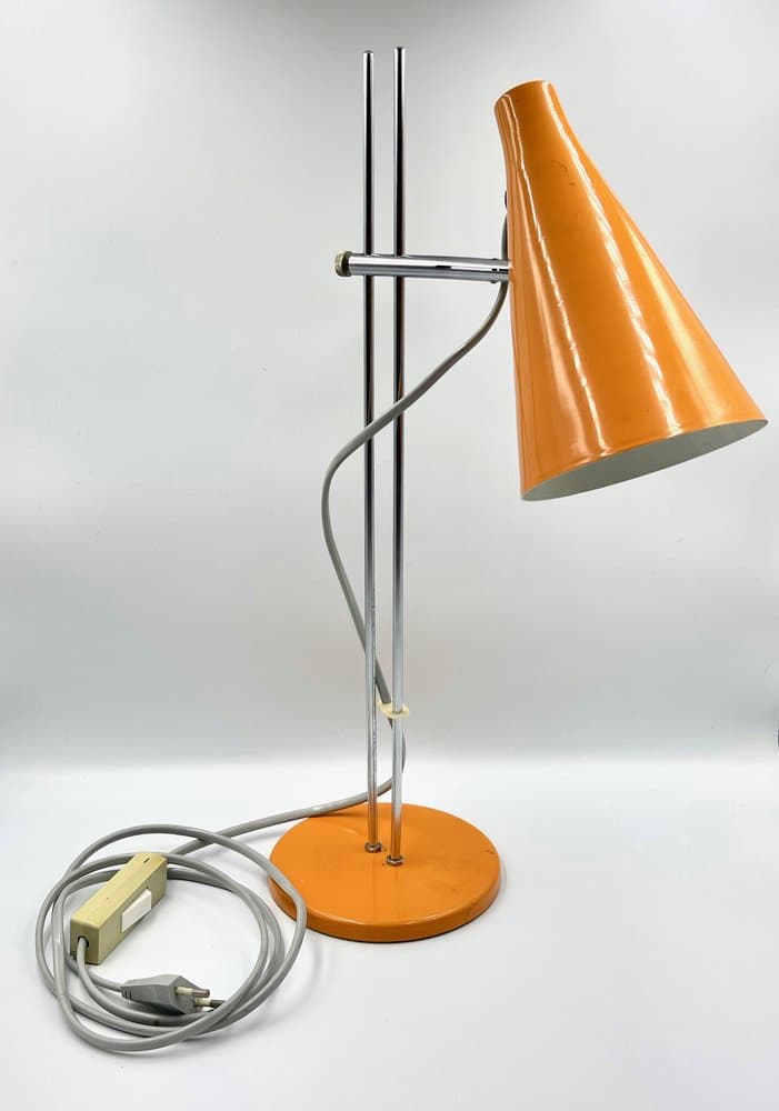 Table lamp, orange steel, by J. Hurka, Czech Republic, 1970s. - 157425
