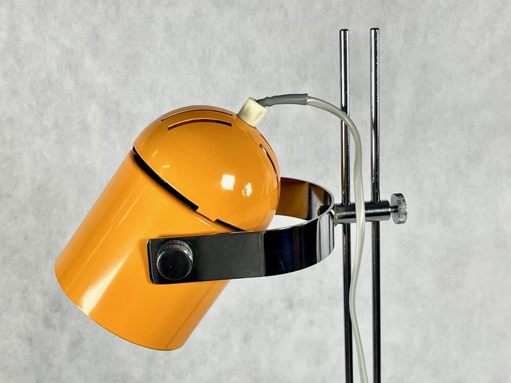 Table lamp adjustable, orange, chrome steel, by S. Indra, Czechoslovakia, 1970s. - 157435