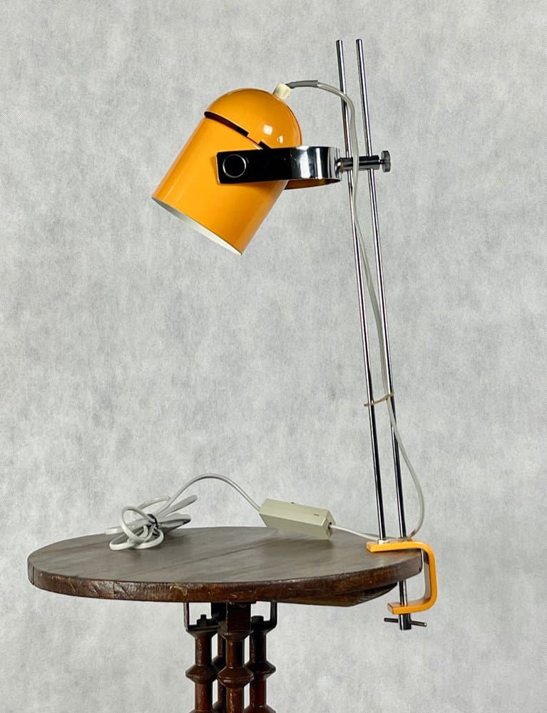 Table lamp adjustable, orange, chrome steel, by S. Indra, Czechoslovakia, 1970s. - 157436