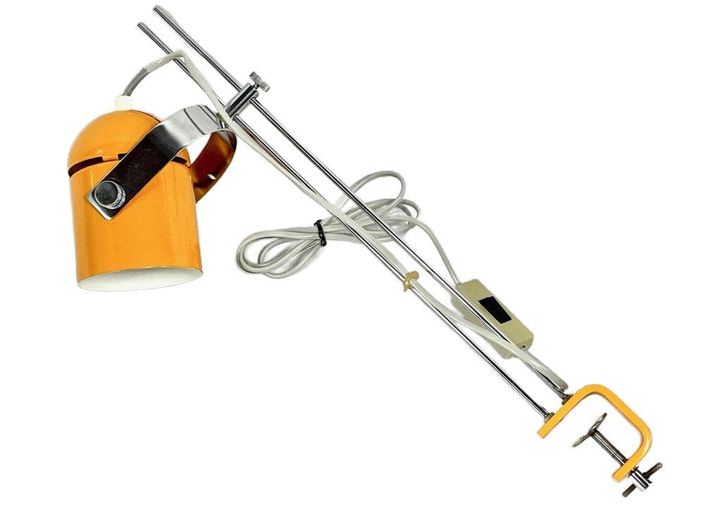 Table lamp adjustable, orange, chrome steel, by S. Indra, Czechoslovakia, 1970s.