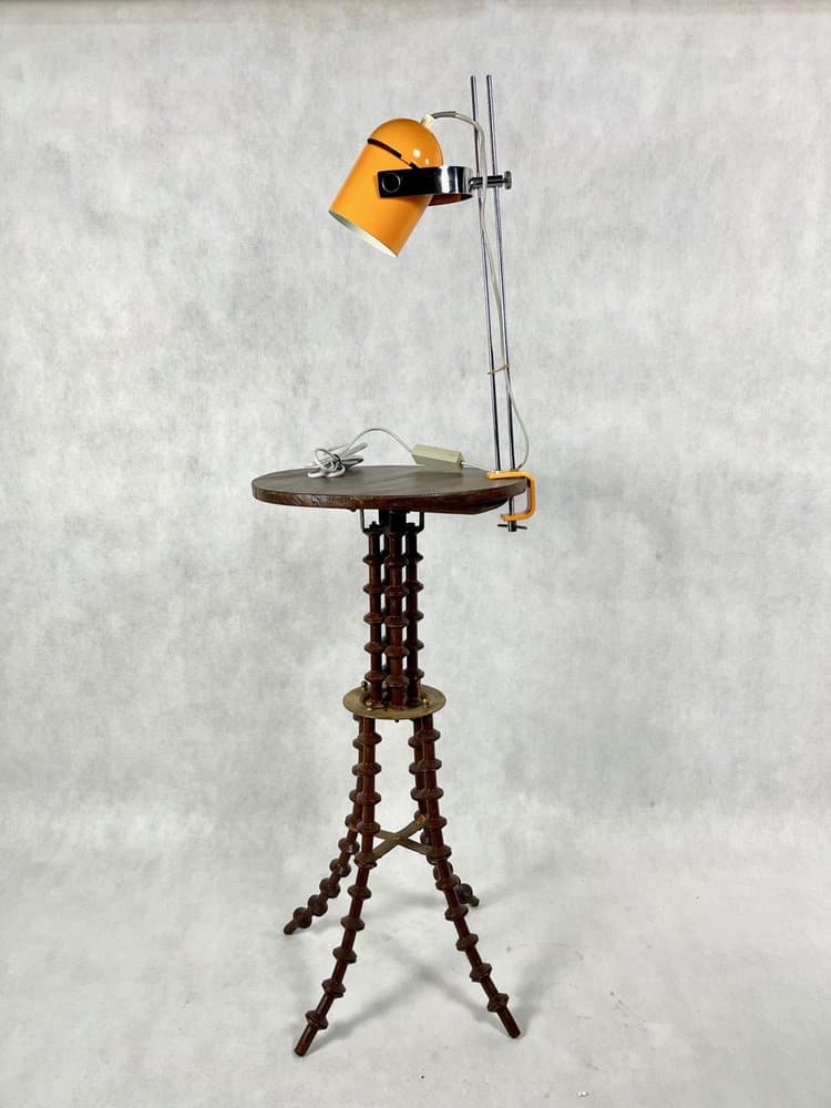 Table lamp adjustable, orange, chrome steel, by S. Indra, Czechoslovakia, 1970s. - 157437