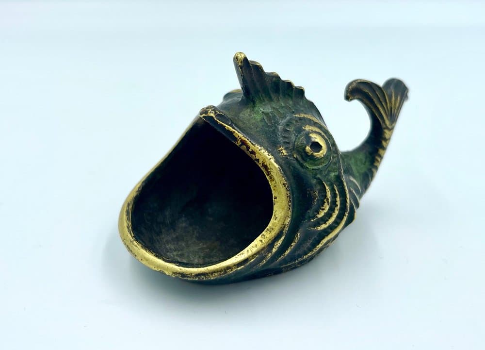 Popielniczka, brąz ciemny, brąz mosiądz, proj. W. Bosse, Austria, lata 60. - 157487