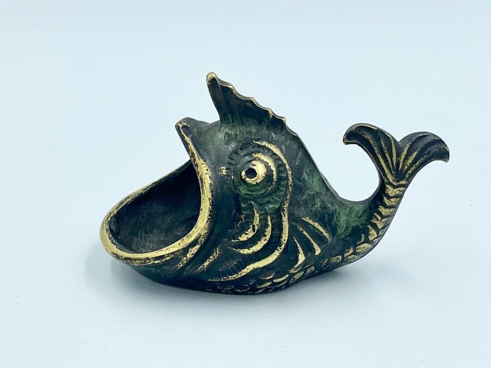 Popielniczka, brąz ciemny, brąz mosiądz, proj. W. Bosse, Austria, lata 60. - 157489