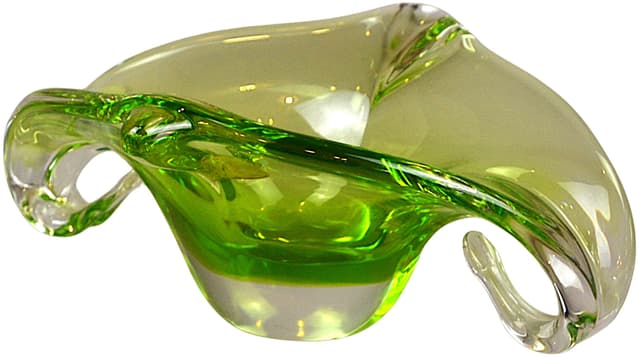 Patera dekoracyjna, turkusowe szkło, Belgia, lata 60. - WYMIARY