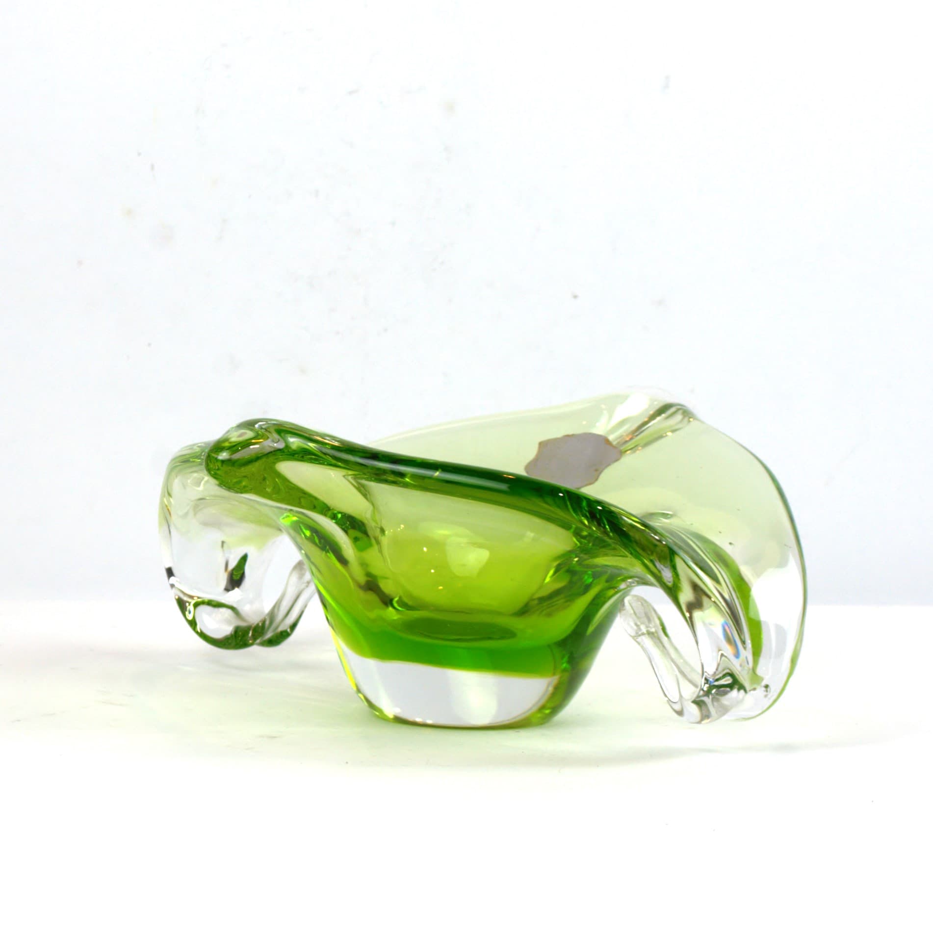 Patera dekoracyjna, turkusowe szkło, Belgia, lata 60. - 1139